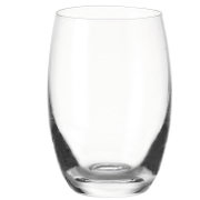 Klares Trinkglas Cheers 460ml, frontal fotografiert, mit elegantem, geschwungenem Design.