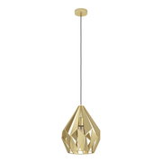 Goldene Pendelleuchte CARLTON mit geometrischem Design, seitliche Perspektive