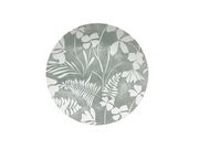 Runde Teller mit floralem Muster in Grau und Weiß, Draufsicht