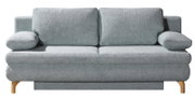 Graues Querschläfer-Sofa mit Holzfüßen, Frontalansicht