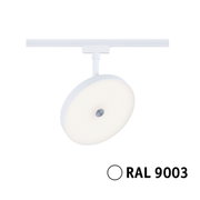 Weißer Schienenspot Hildor von PAULMANN, Modell URAIL, in RAL 9003, seitliche Perspektive