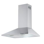 Silberne Dunstabzugshaube in seitlicher Perspektive