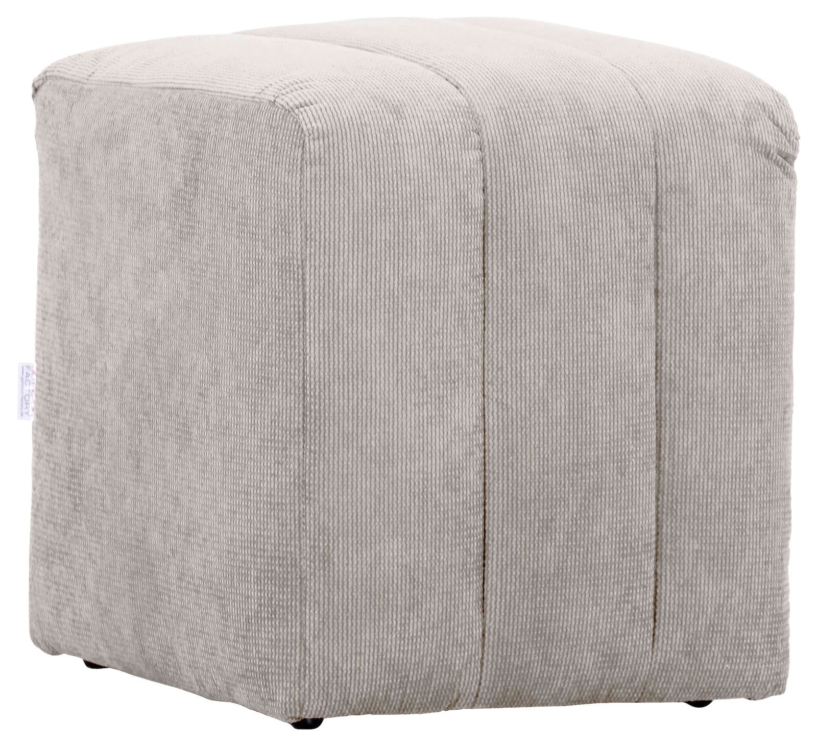 Novel Hocker LAILA Grauer, quadratischer Hocker aus Stoff in Seitenansicht