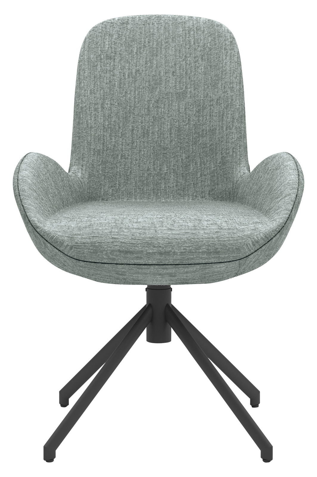 Moderner Armlehnstuhl in grauem Stoff, Vorderansicht