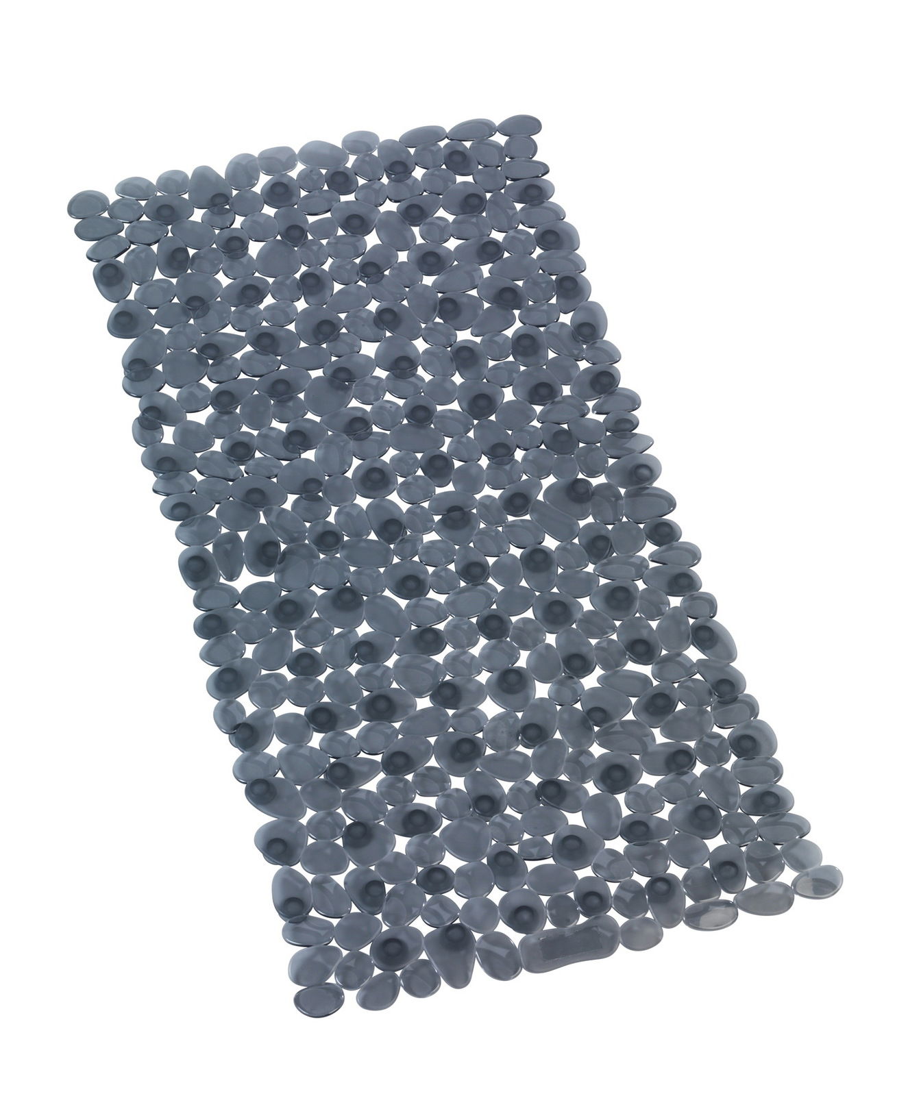 Wenko Wanneneinlage PARADISE Perspektivische Ansicht einer anthrazitfarbenen Wanneneinlage mit ovalen Strukturen.