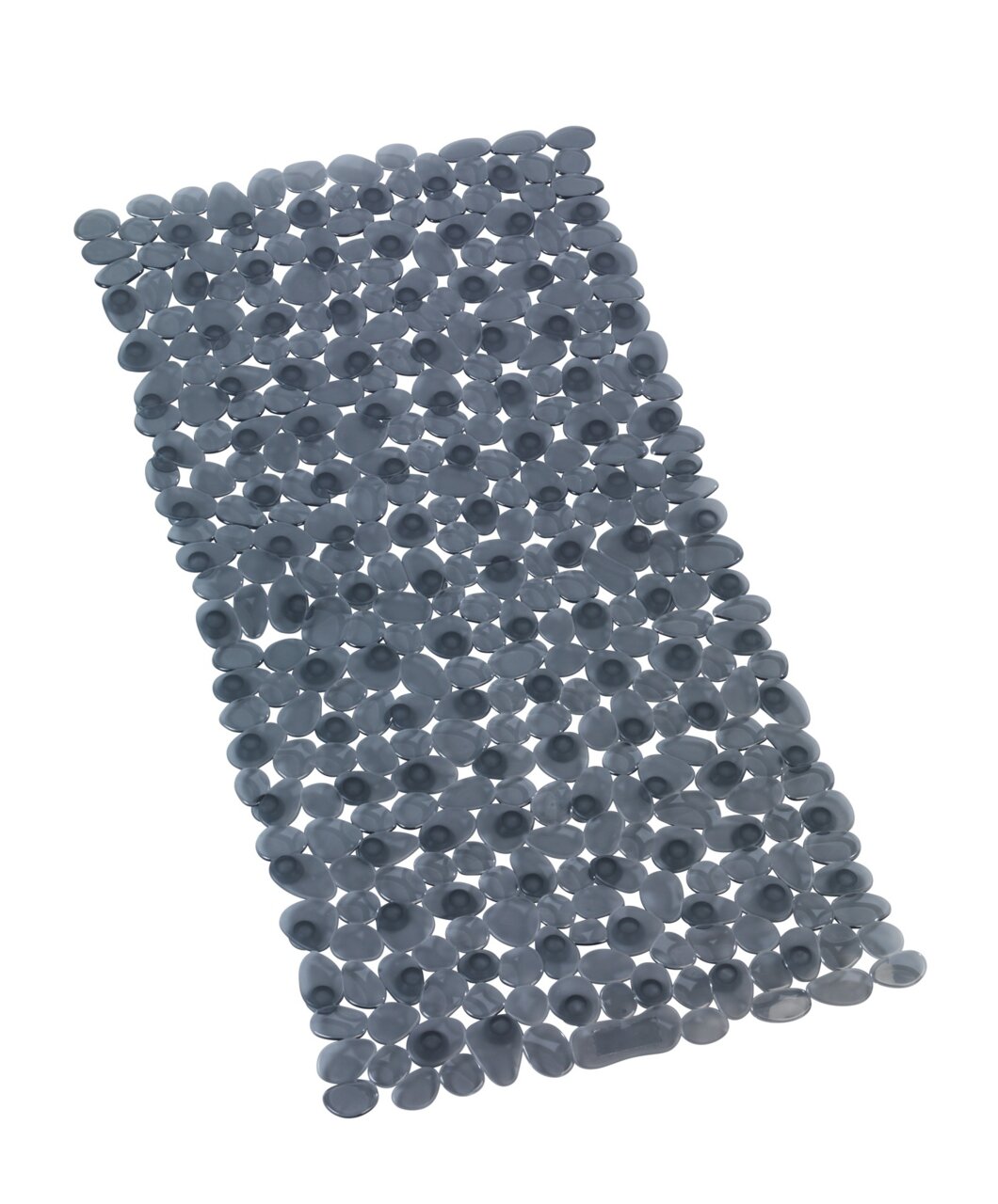 Perspektivische Ansicht einer anthrazitfarbenen Wanneneinlage mit ovalen Strukturen.