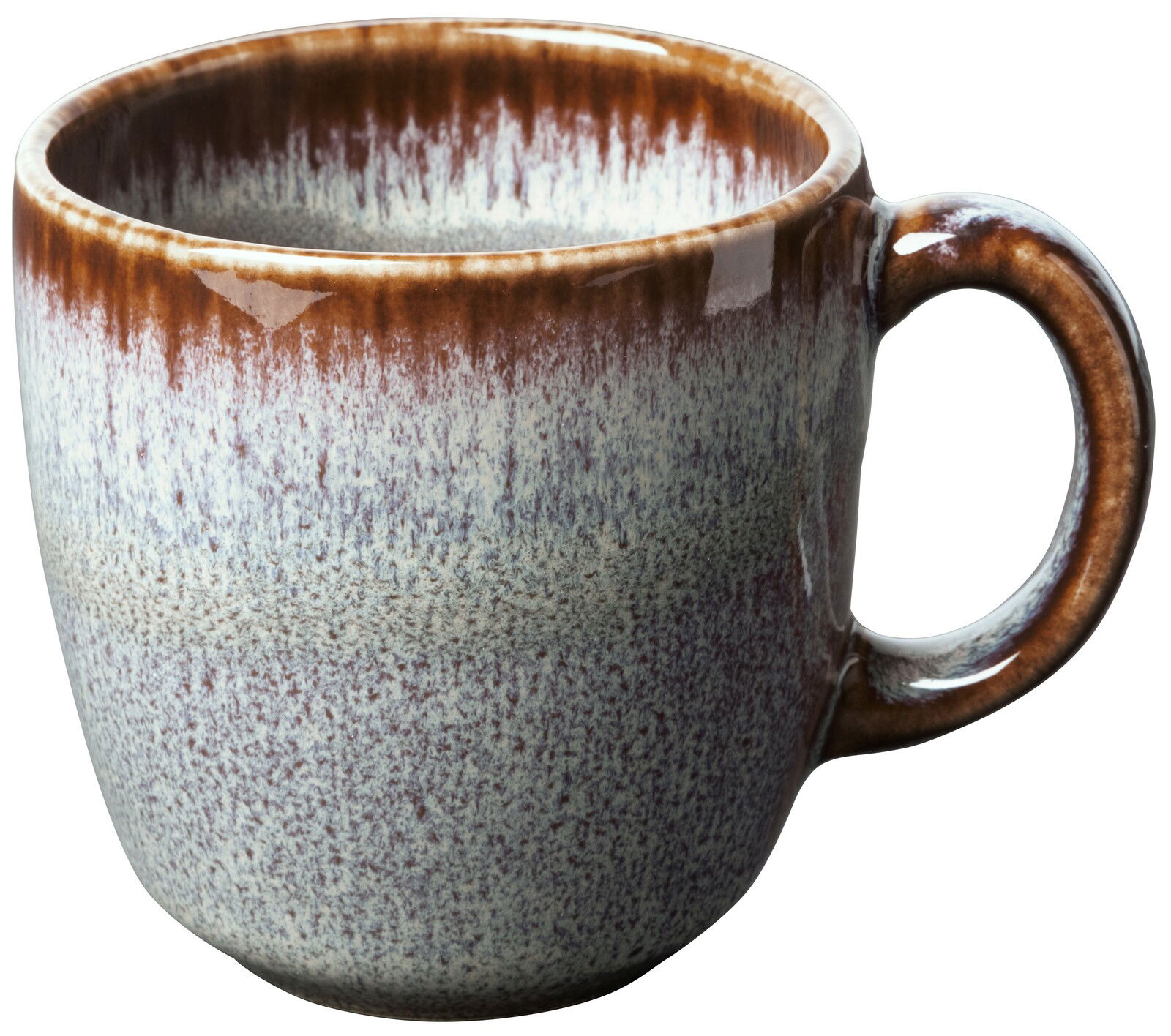 Nahaufnahme einer beige-braunen Kaffeetasse Lave mit 190ml Fassungsvermögen, seitliche Perspektive.