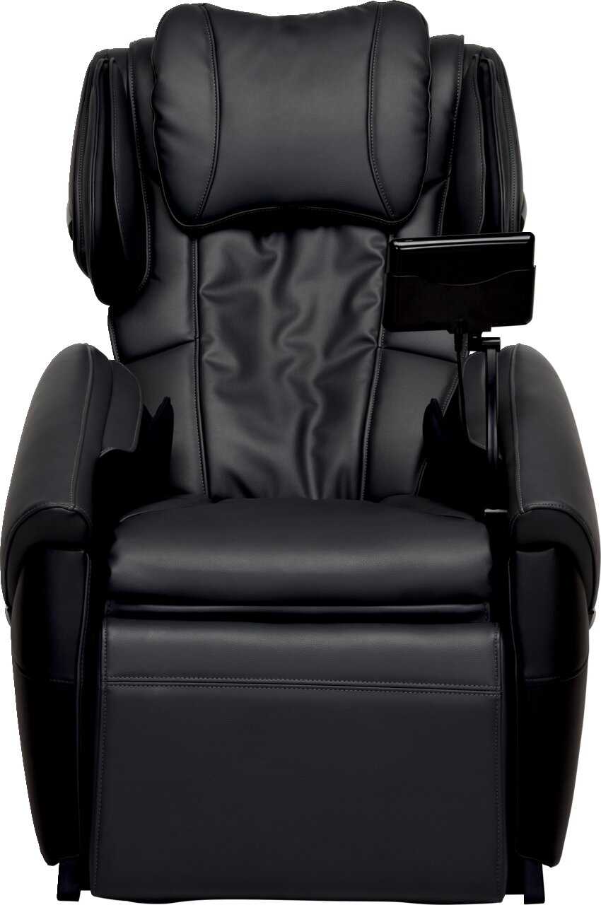 Schwarzer Massagesessel aus Leder, Frontalansicht