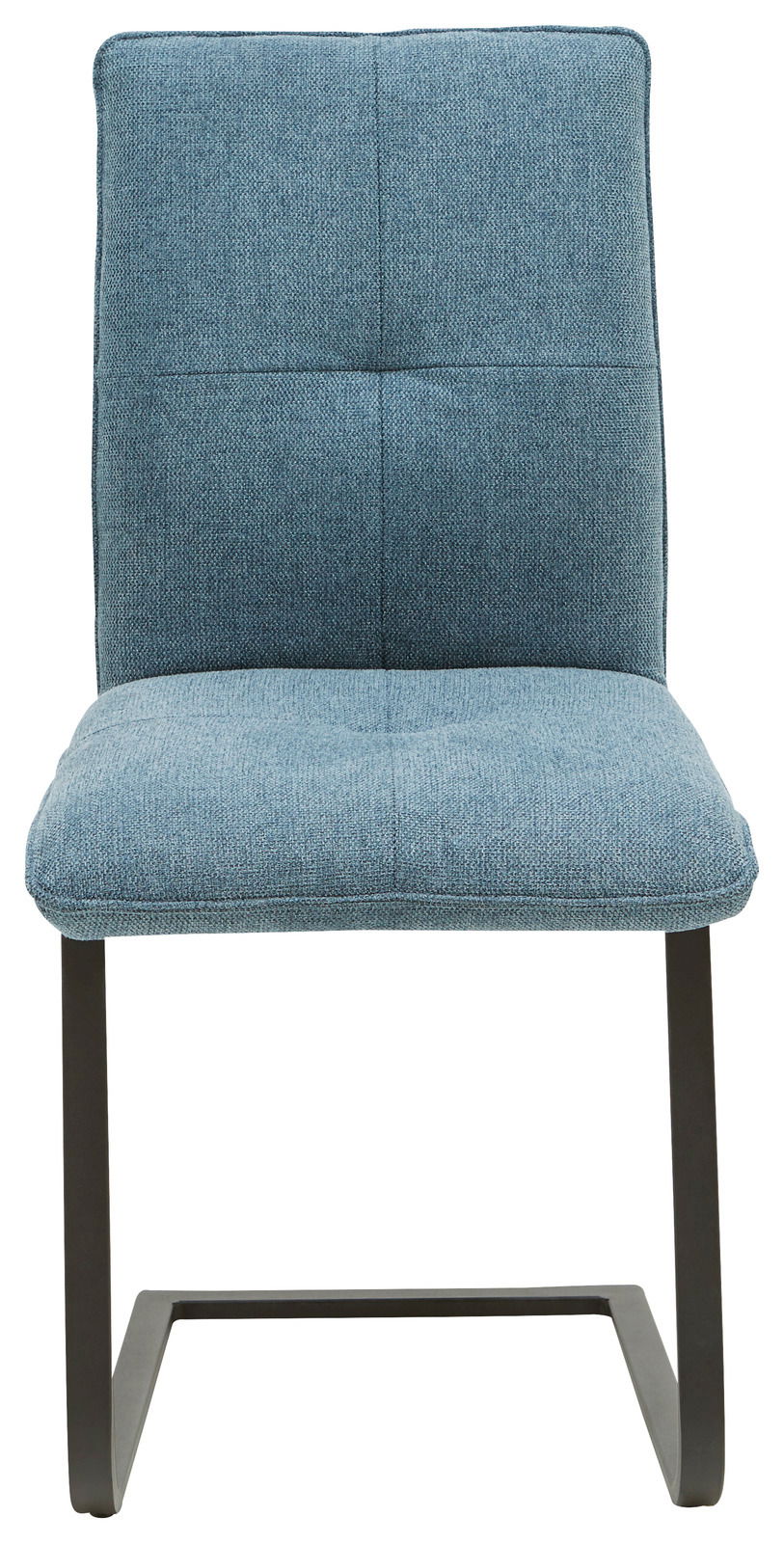 Dieter Knoll Freischwinger-Stuhl PLAY Freischwinger-Stuhl in blauer Stoffpolsterung, Vorderansicht