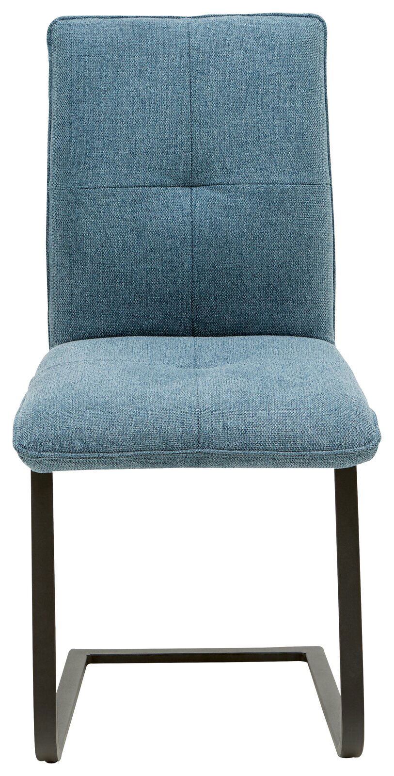 Dieter Knoll Freischwinger-Stuhl PLAY Freischwinger-Stuhl in blauer Stoffpolsterung, Vorderansicht