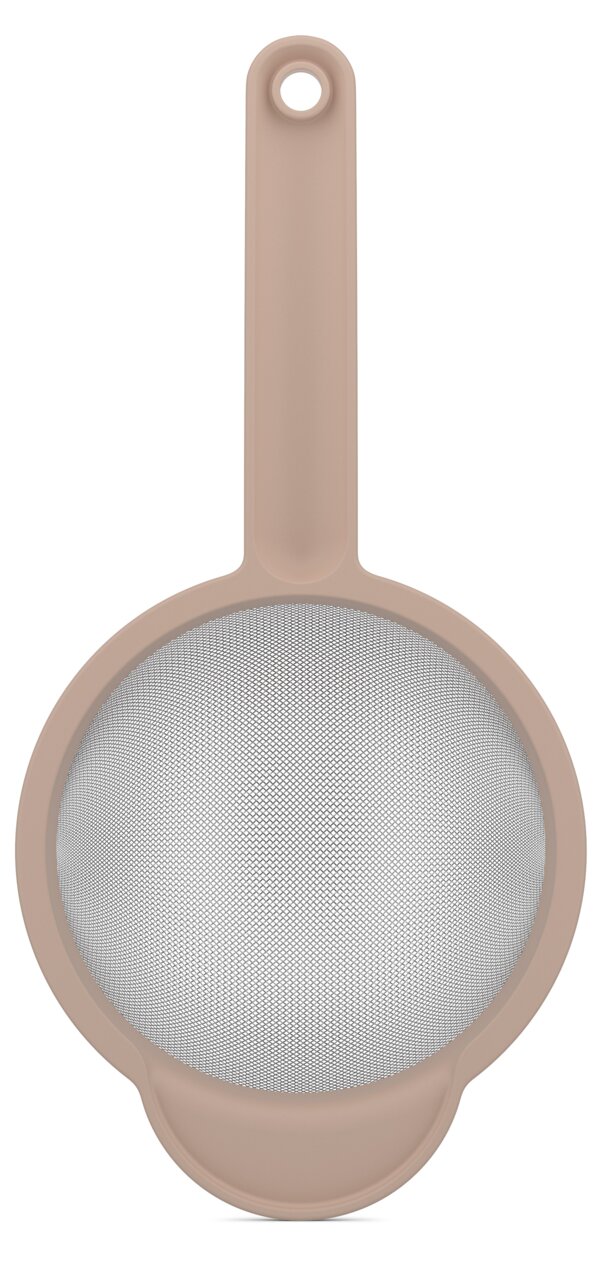 Sieb mit einem Durchmesser von 167 mm, beige, aus der Vogelperspektive fotografiert