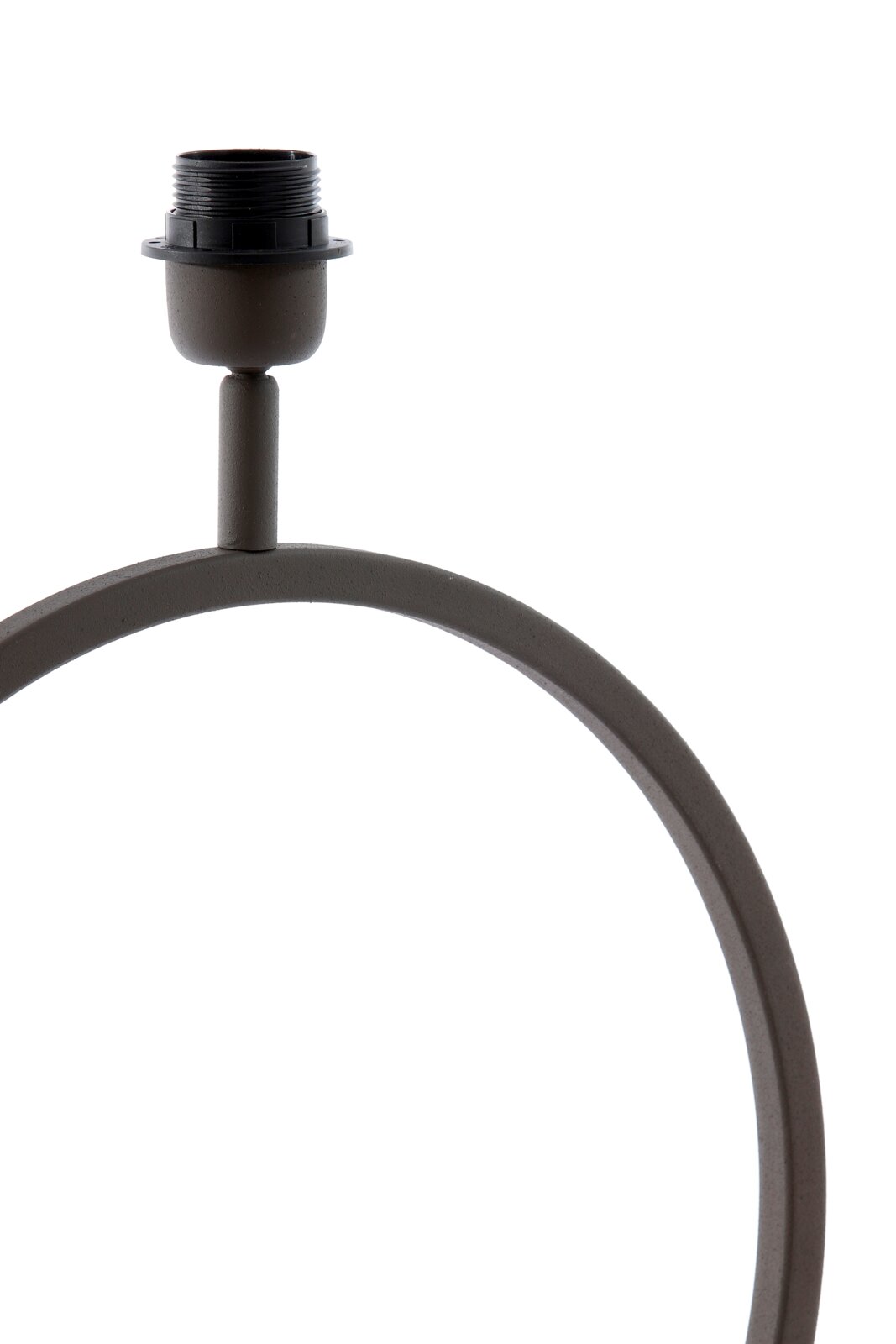 Light&Living Lampvoet LIVA Zwarte lamphouder met schroefdraad op een gebogen metalen beugel, detailopname van voren, licht opzij, tegen een witte achtergrond