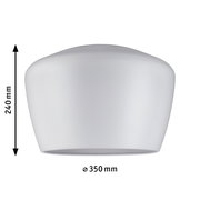 Weißer Dekoschirm Pom, zylindrische Form, Seitenansicht, Höhe 240 mm, Durchmesser 350 mm