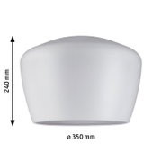 Weißer Dekoschirm Pom, zylindrische Form, Seitenansicht, Höhe 240 mm, Durchmesser 350 mm