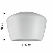 Weißer Dekoschirm Pom, zylindrische Form, Seitenansicht, Höhe 240 mm, Durchmesser 350 mm