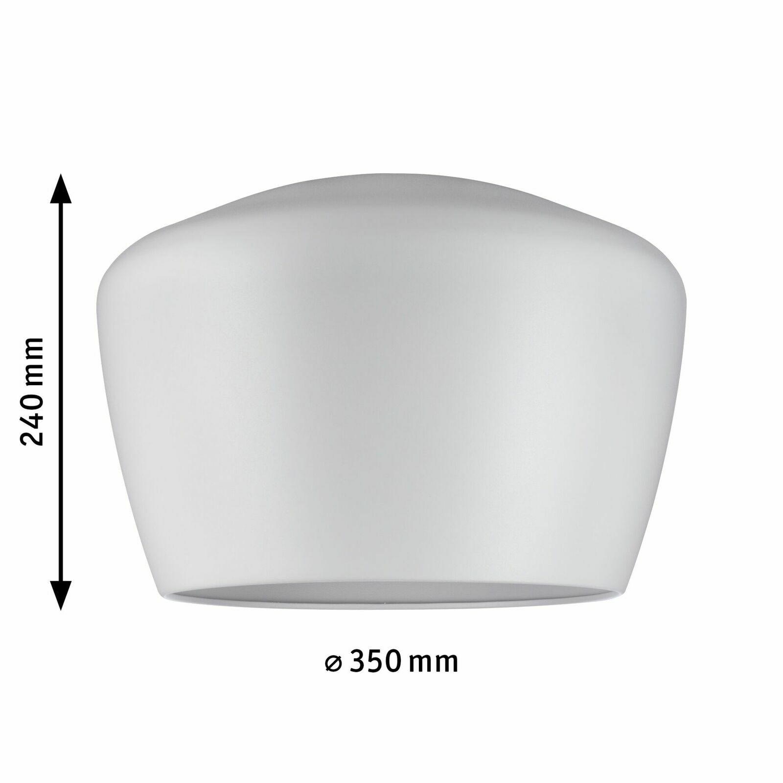Weißer Dekoschirm Pom, zylindrische Form, Seitenansicht, Höhe 240 mm, Durchmesser 350 mm
