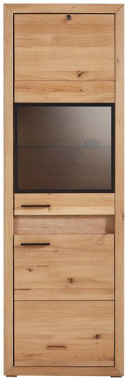 Vitrine CLEVELAND aus Holz mit Glaseinsatz und Beleuchtung, frontale Ansicht