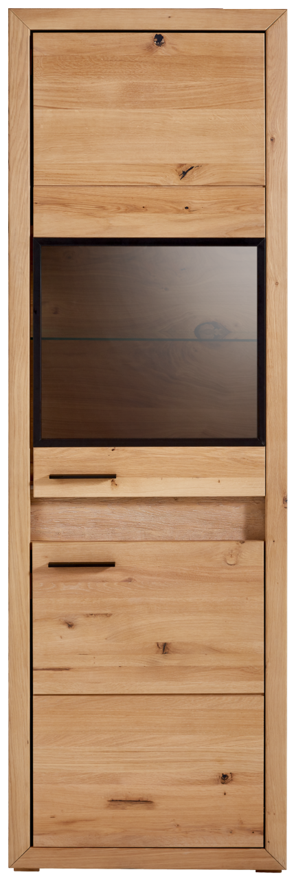 Vitrine CLEVELAND aus Holz mit Glaseinsatz und Beleuchtung, frontale Ansicht