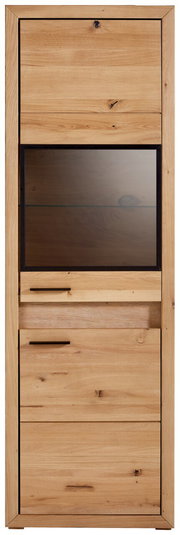 Vitrine CLEVELAND aus Holz mit Glaseinsatz und Beleuchtung, frontale Ansicht