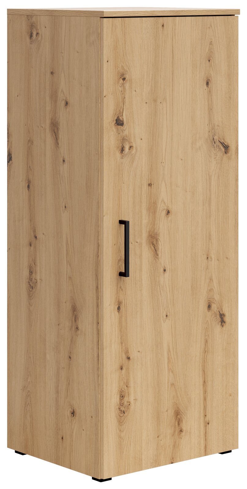 Carryhome Kommode MULTISTAURAUM Holzkommode mit einer Tür und schwarzem Griff, seitliche Perspektive