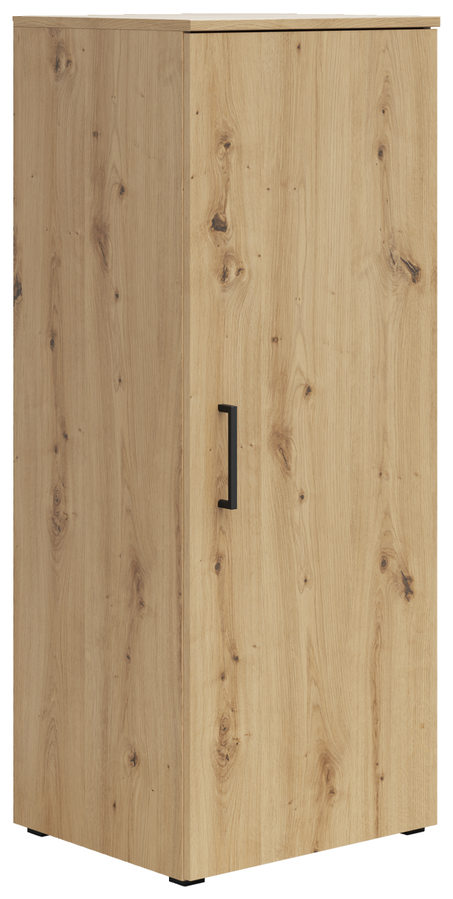 Carryhome Kommode MULTISTAURAUM Holzkommode mit einer Tür und schwarzem Griff, seitliche Perspektive