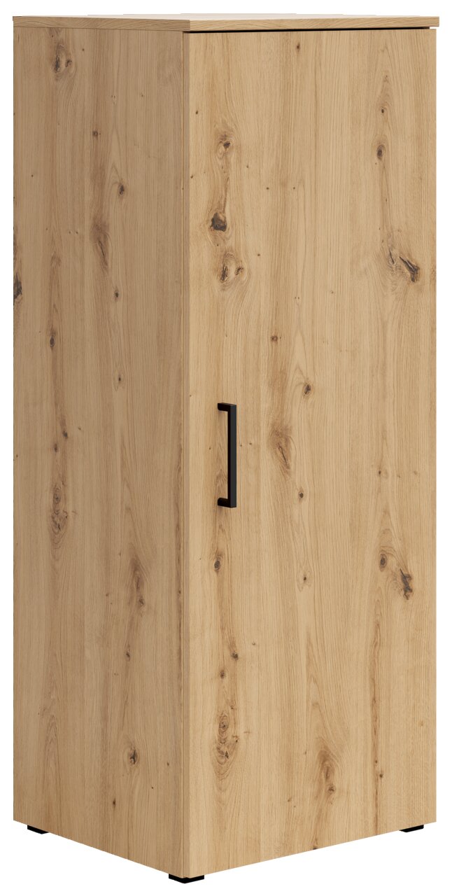 Carryhome Kommode MULTISTAURAUM Holzkommode mit einer Tür und schwarzem Griff, seitliche Perspektive