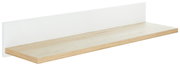 Wandregal aus Holz mit weißer Rückwand, seitliche Perspektive