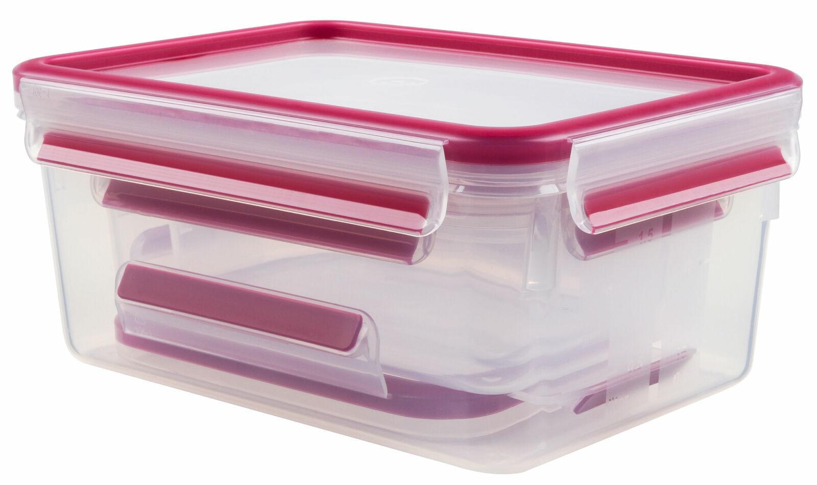 Emsa Frischhaltedosen-Serie 3-tlg. CLIP&CLOSE Emsa Frischhaltedose mit rotem Deckel, seitliche Perspektive