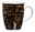 Kaffeebecher Aromatico 320ml in Braun mit Schriftzügen wie 'Coffee', 'Latte' und 'Espresso', seitliche Perspektive