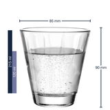 Trinkglas Twist 220ml von Leonardo, gefüllt mit Wasser, seitliche Perspektive