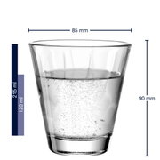 Trinkglas Twist 220ml von Leonardo, gefüllt mit Wasser, seitliche Perspektive