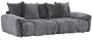 Graues Megasofa mit mehreren Kissen, seitliche Perspektive