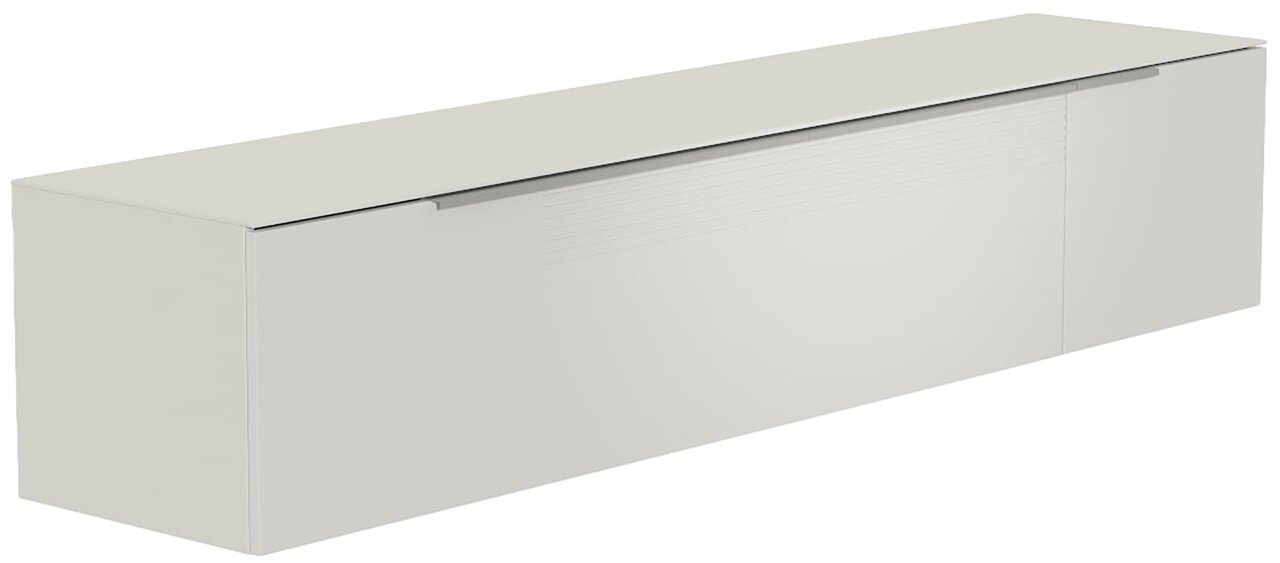 XL hangend lowboard in een lichte kleur, zijaanzicht