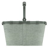 Grüner Einkaufskorb mit stabilem Rahmen und Tragegriff, frontal abgebildet.