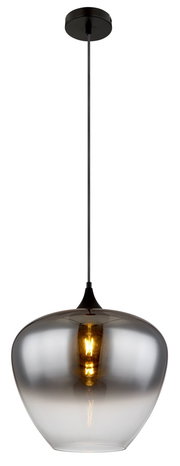 Moderne Hängeleuchte MAXY mit rauchgrauem Glasschirm, seitliche Perspektive