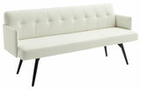 Elegantes cremefarbenes Sofa mit schwarzen Beinen, seitliche Perspektive
