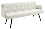 Elegantes cremefarbenes Sofa mit schwarzen Beinen, seitliche Perspektive
