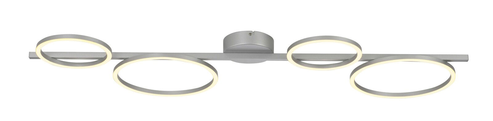 Just Light Deckenleuchte MINI RITUS Moderne Deckenleuchte MINI RITUS mit vier leuchtenden Ringen, seitliche Perspektive.