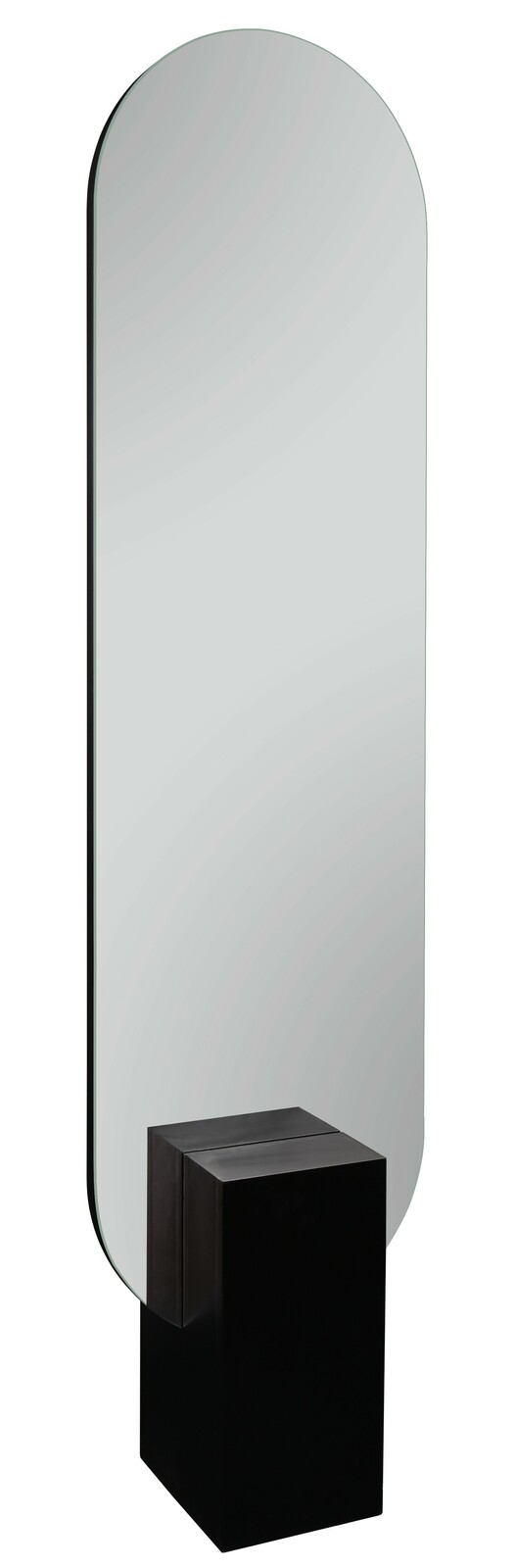 XORA Standspiegel MATHILDA Standspiegel 45x180cm mit abgerundeter Oberseite und schwarzem Sockel, seitliche Perspektive