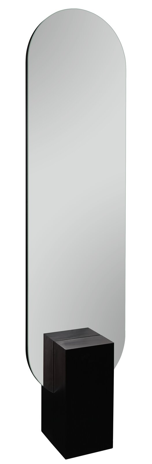 XORA Standspiegel MATHILDA Standspiegel 45x180cm mit abgerundeter Oberseite und schwarzem Sockel, seitliche Perspektive