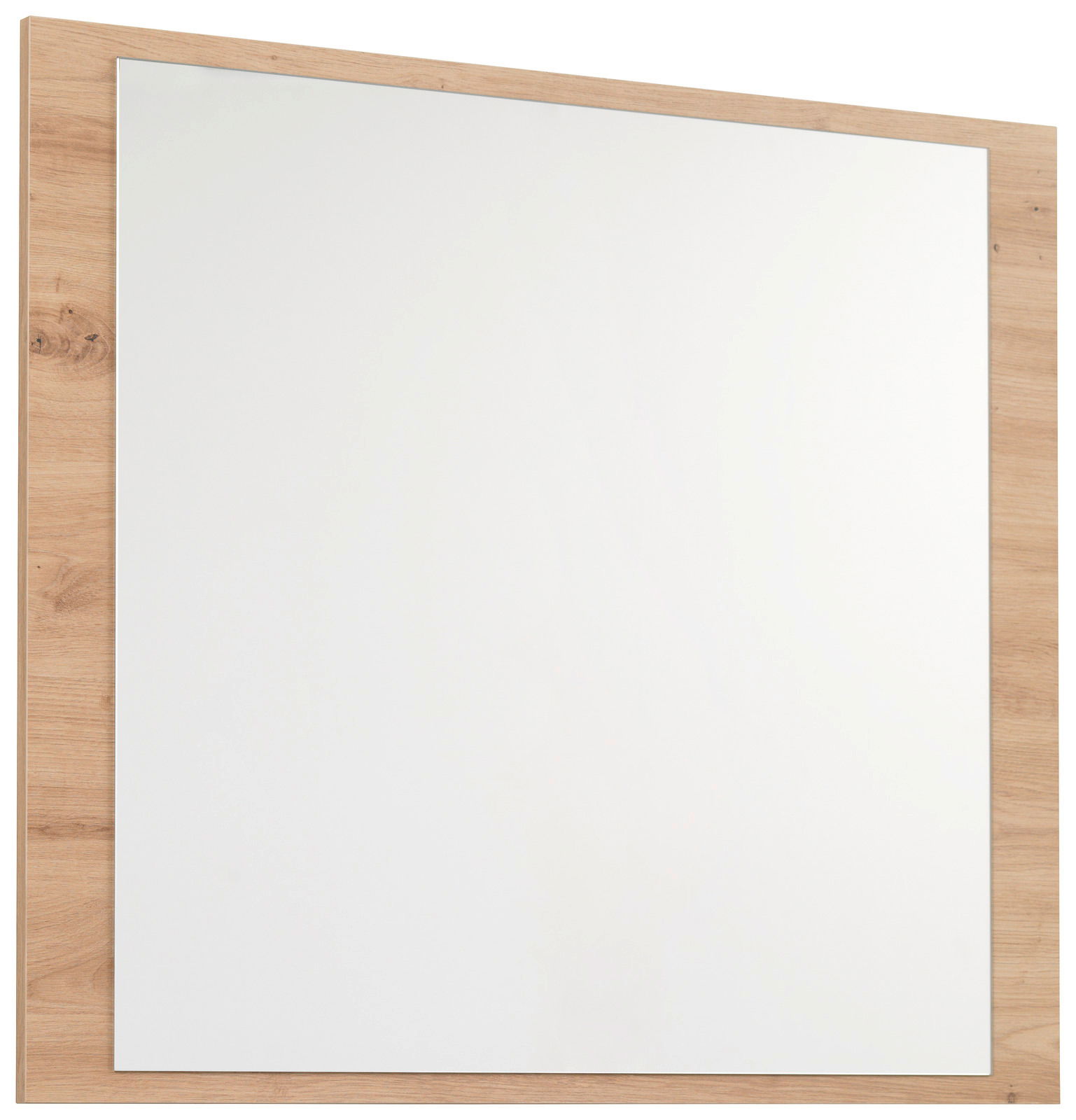 Moderner Spiegel mit Holzrahmen, seitliche Perspektive