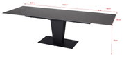 Moderne eettafel in zwart met uitschuifbaar tafelblad, zijaanzicht