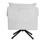 Rückansicht eines weißen Sessels NELLY mit schwarzem Metallfußgestell.