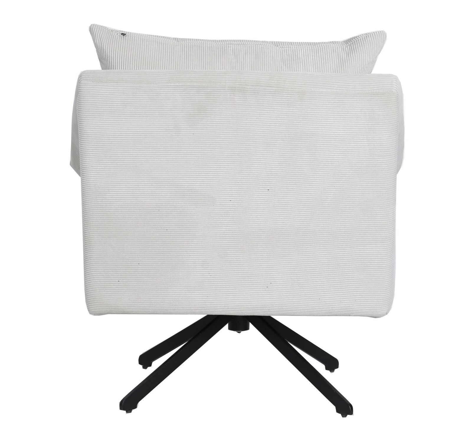 Z2 Sessel NELLY Rückansicht eines weißen Sessels NELLY mit schwarzem Metallfußgestell.