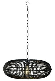 Schwarze Solar Hängeleuchte mit Kettenaufhängung, seitliche Perspektive