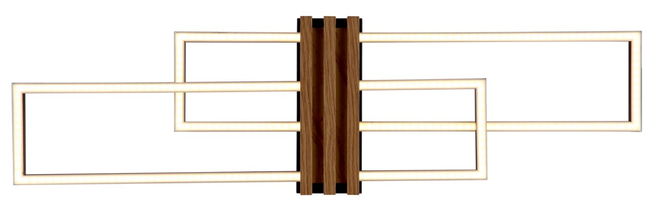 Globo Lighting Deckenleuchte GERTRUD Moderne Deckenleuchte mit rechteckigen LED-Rahmen in Holzoptik, seitliche Perspektive