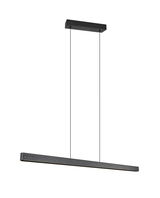 Moderne schwarze Pendelleuchte mit rechteckigem Design, seitliche Perspektive