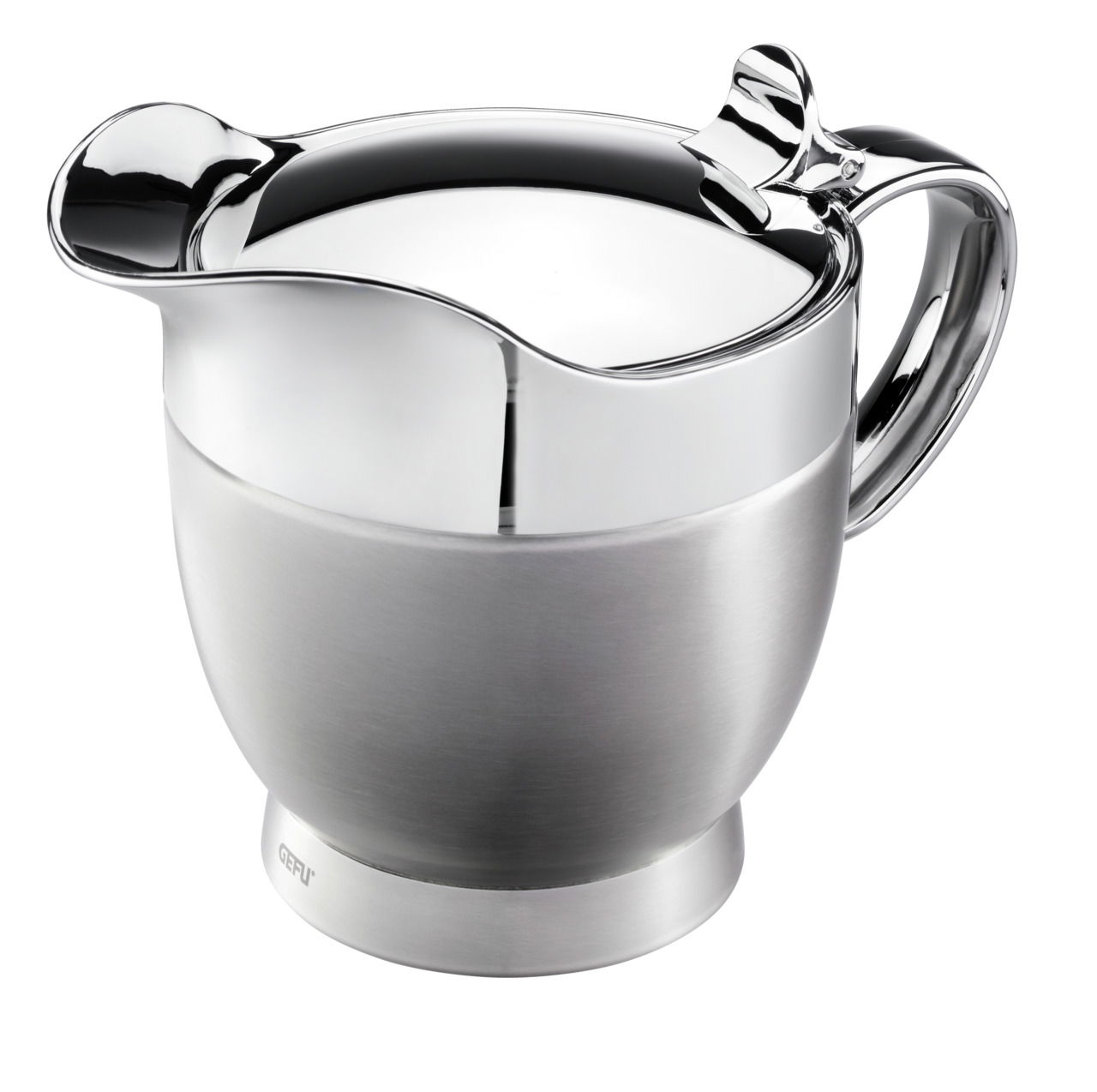 Thermo-Sauciere SERVIRO aus Edelstahl, seitliche Perspektive