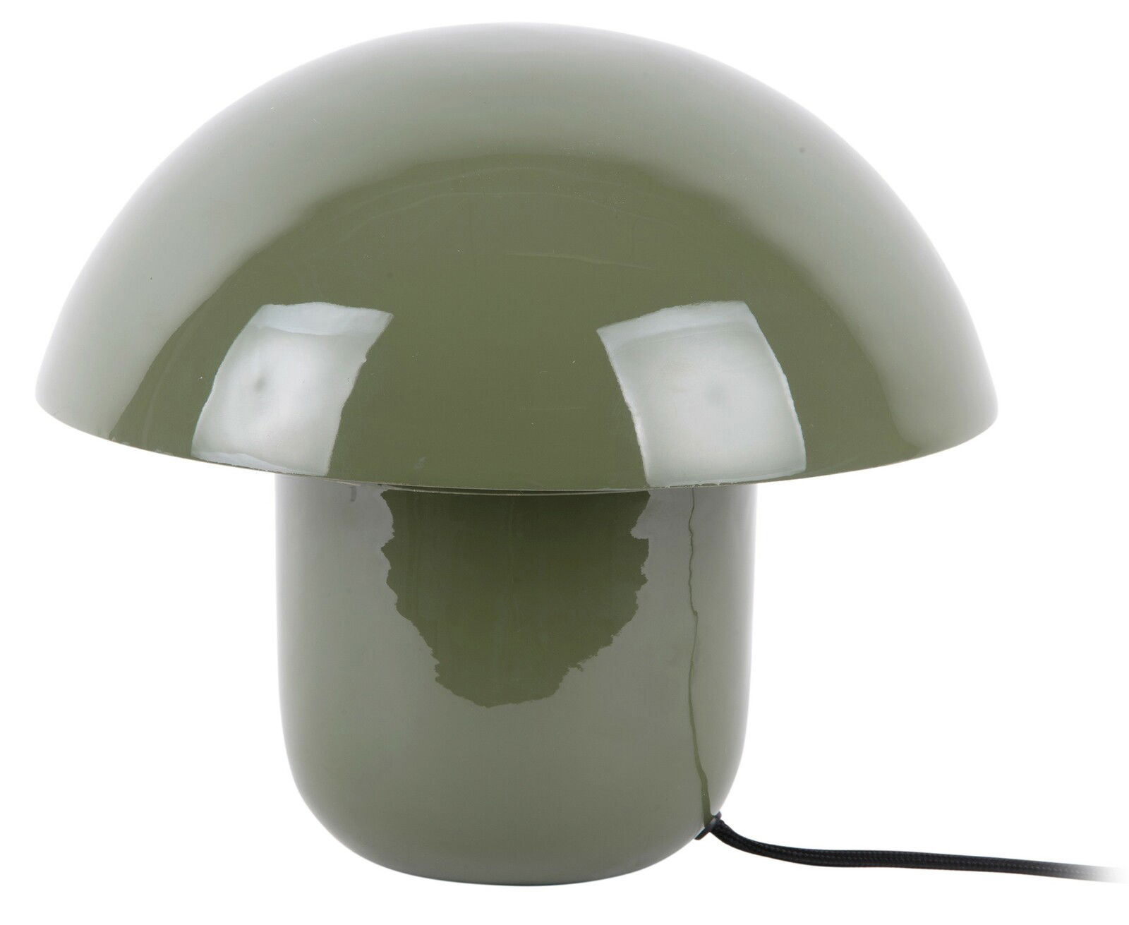 Grüne Tischleuchte in Pilzform, seitliche Perspektive