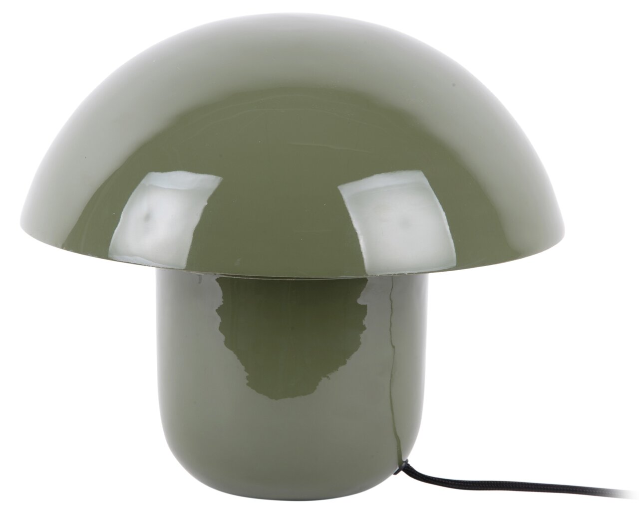 Grüne Tischleuchte in Pilzform, seitliche Perspektive